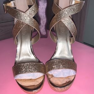 Glittery, Rose Gold Heels.